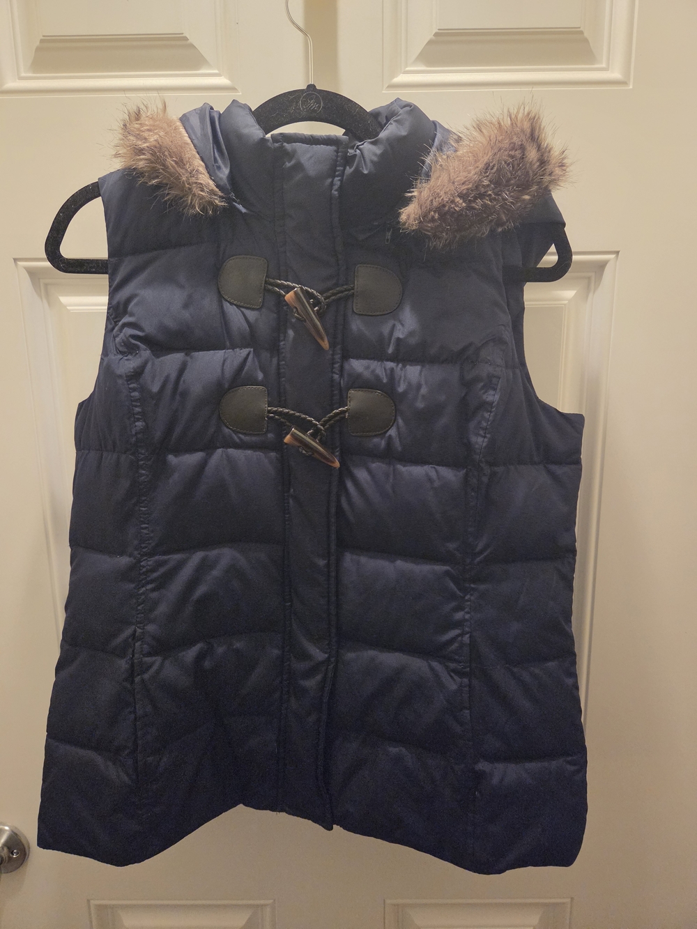 Charter Club Womens Navy Blue Vest With Removal Hood Medium